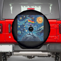 LGBTQ Rainbow Moon Astronaut Spare Tire Cover Starry Night Graphic