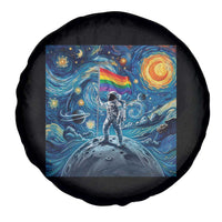 LGBTQ Rainbow Moon Astronaut Spare Tire Cover Starry Night Graphic