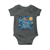 LGBTQ Rainbow Moon Astronaut Baby Onesie Starry Night Graphic