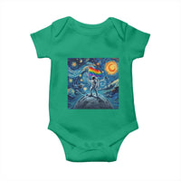LGBTQ Rainbow Moon Astronaut Baby Onesie Starry Night Graphic