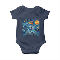 LGBTQ Rainbow Moon Astronaut Baby Onesie Starry Night Graphic
