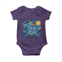 LGBTQ Rainbow Moon Astronaut Baby Onesie Starry Night Graphic