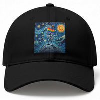 LGBTQ Rainbow Moon Astronaut Baseball Cap Starry Night Graphic