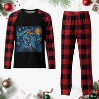 LGBTQ Rainbow Moon Astronaut Plaid Pajama Set Starry Night Graphic