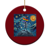 LGBTQ Rainbow Moon Astronaut Ceramic Ornament Starry Night Graphic