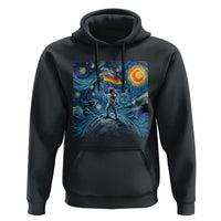 LGBTQ Rainbow Moon Astronaut Hoodie Starry Night Graphic
