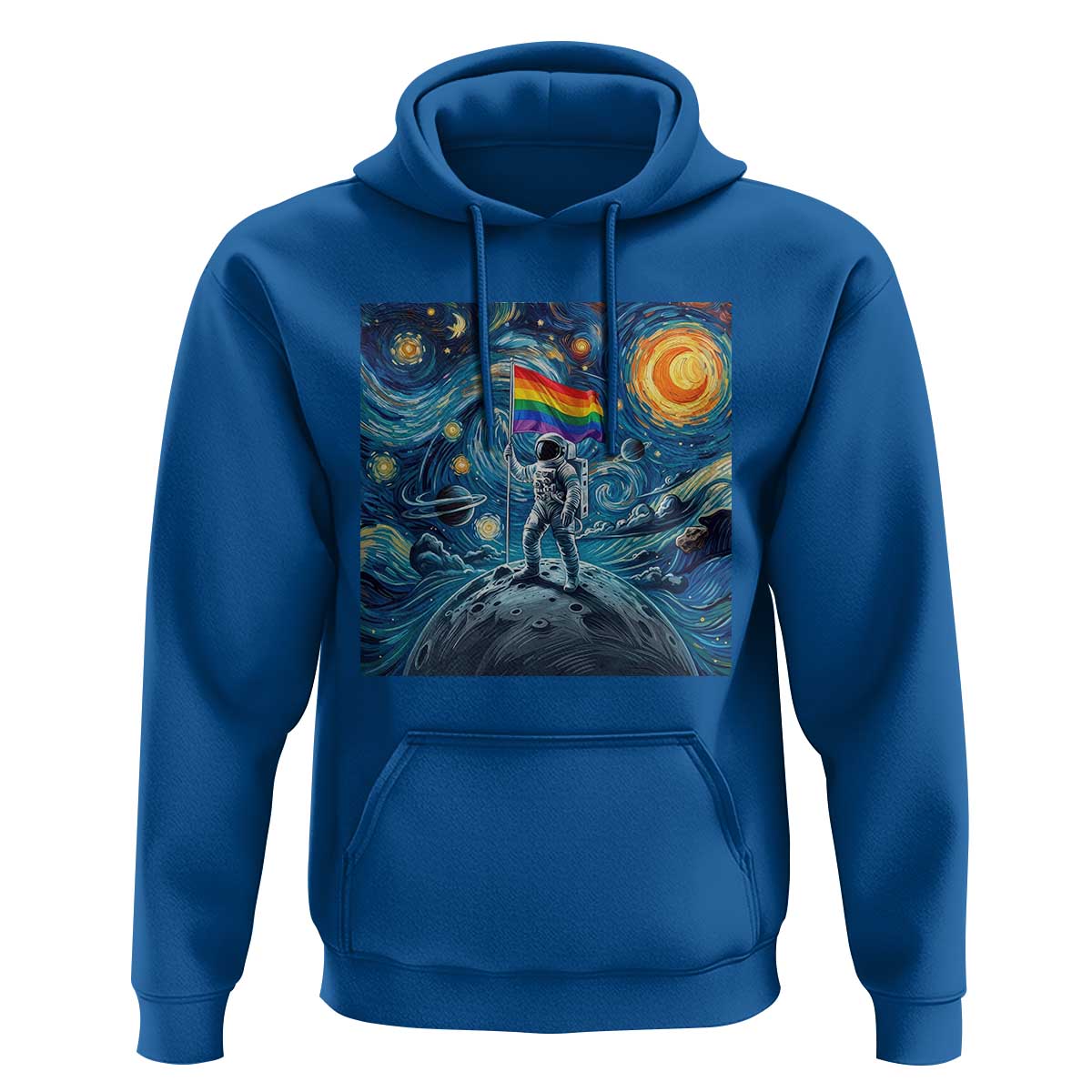 LGBTQ Rainbow Moon Astronaut Hoodie Starry Night Graphic