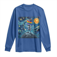 LGBTQ Rainbow Moon Astronaut Long Sleeve Shirt Starry Night Graphic