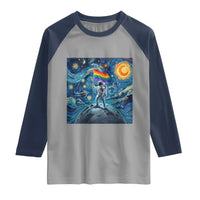 LGBTQ Rainbow Moon Astronaut Raglan Shirt Starry Night Graphic