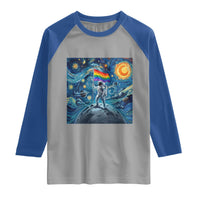 LGBTQ Rainbow Moon Astronaut Raglan Shirt Starry Night Graphic