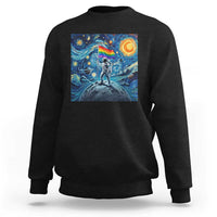 LGBTQ Rainbow Moon Astronaut Sweatshirt Starry Night Graphic