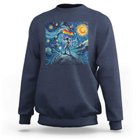 LGBTQ Rainbow Moon Astronaut Sweatshirt Starry Night Graphic