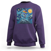 LGBTQ Rainbow Moon Astronaut Sweatshirt Starry Night Graphic
