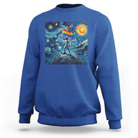 LGBTQ Rainbow Moon Astronaut Sweatshirt Starry Night Graphic