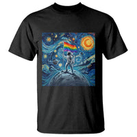 LGBTQ Rainbow Moon Astronaut T Shirt Starry Night Graphic
