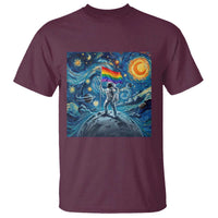 LGBTQ Rainbow Moon Astronaut T Shirt Starry Night Graphic