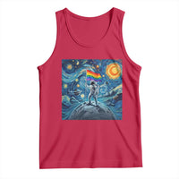 LGBTQ Rainbow Moon Astronaut Tank Top Starry Night Graphic