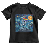 LGBTQ Rainbow Moon Astronaut Toddler T Shirt Starry Night Graphic