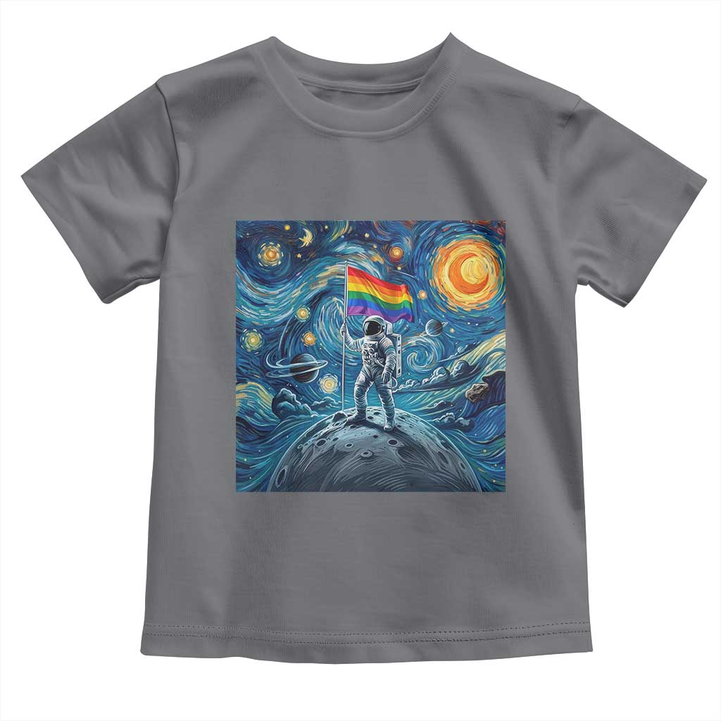 LGBTQ Rainbow Moon Astronaut Toddler T Shirt Starry Night Graphic