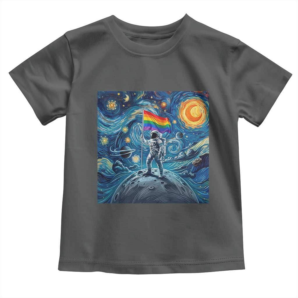 LGBTQ Rainbow Moon Astronaut Toddler T Shirt Starry Night Graphic