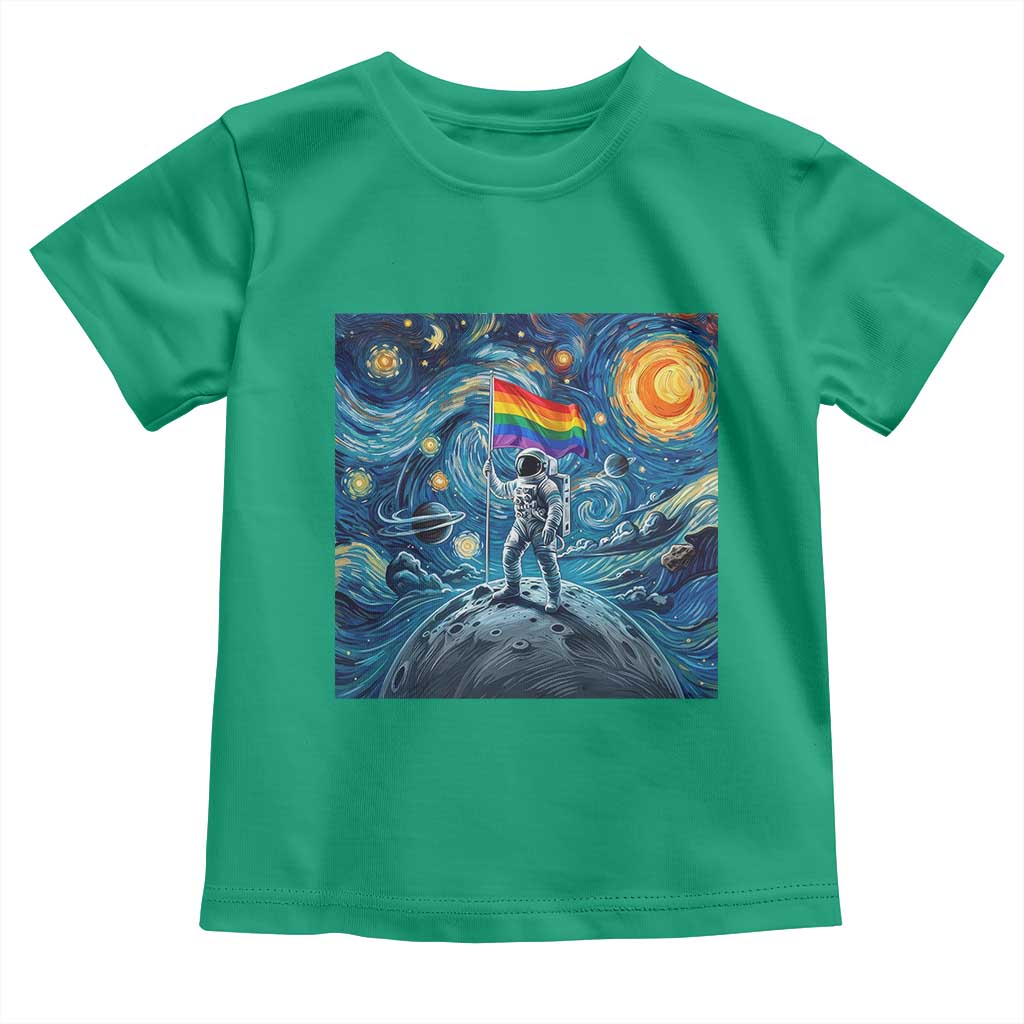 LGBTQ Rainbow Moon Astronaut Toddler T Shirt Starry Night Graphic