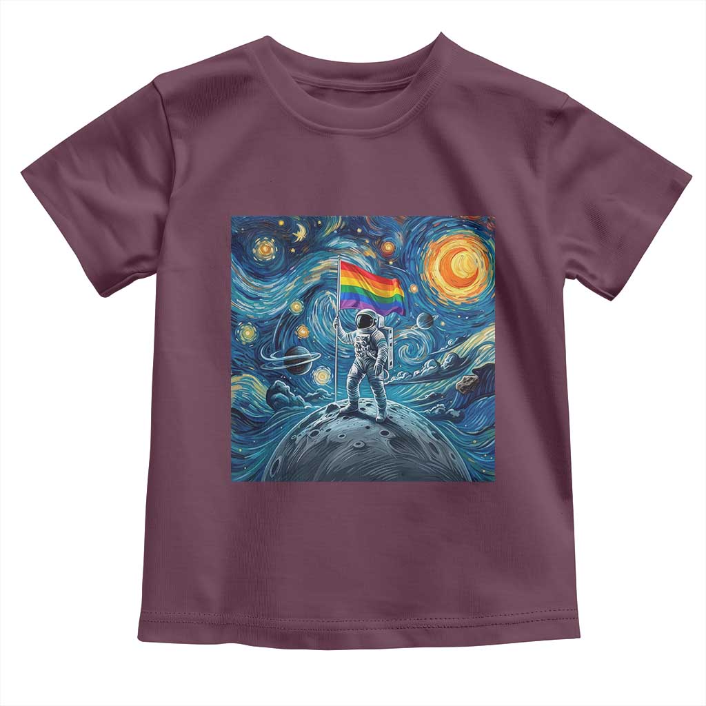 LGBTQ Rainbow Moon Astronaut Toddler T Shirt Starry Night Graphic