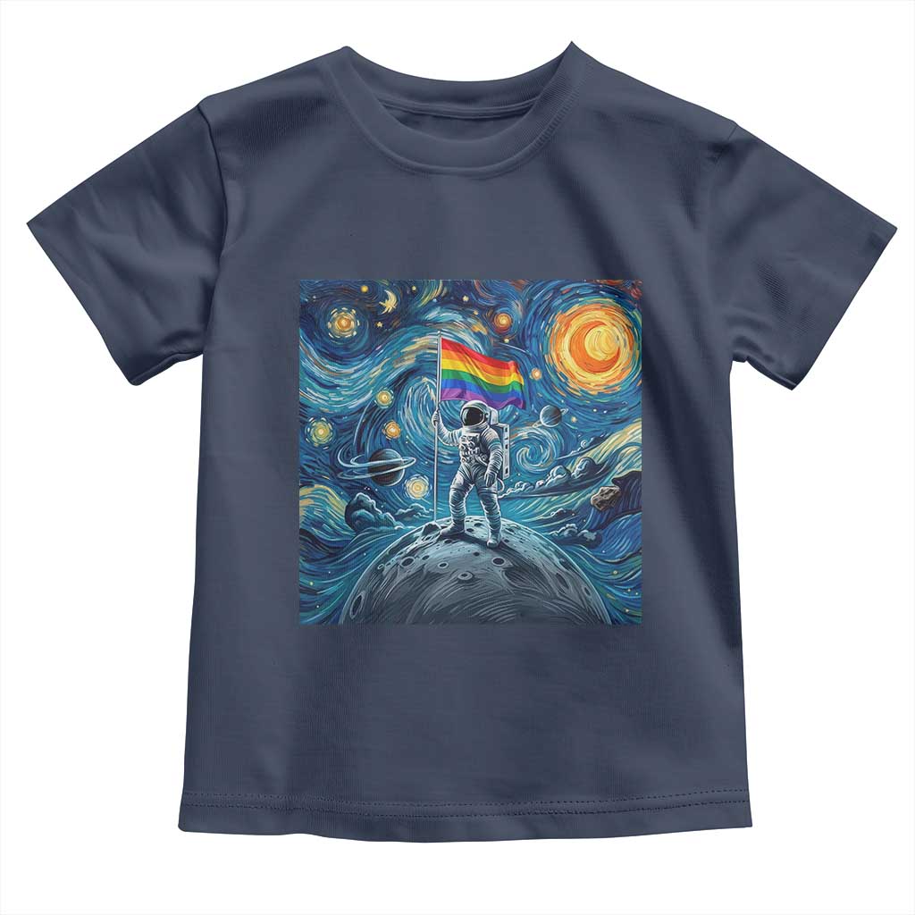 LGBTQ Rainbow Moon Astronaut Toddler T Shirt Starry Night Graphic
