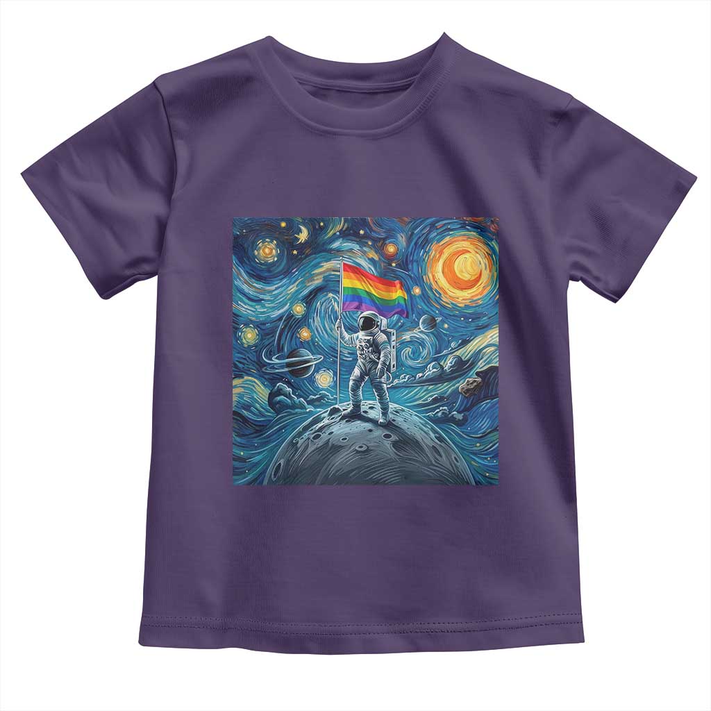 LGBTQ Rainbow Moon Astronaut Toddler T Shirt Starry Night Graphic