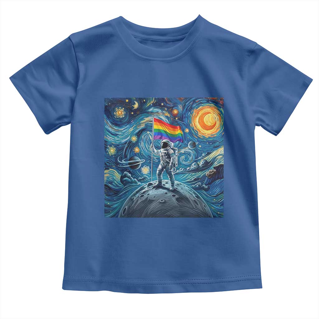 LGBTQ Rainbow Moon Astronaut Toddler T Shirt Starry Night Graphic
