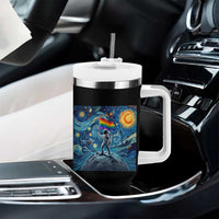 LGBTQ Rainbow Moon Astronaut Tumbler With Handle Starry Night Graphic