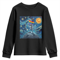 LGBTQ Rainbow Moon Astronaut Youth Sweatshirt Starry Night Graphic