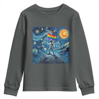 LGBTQ Rainbow Moon Astronaut Youth Sweatshirt Starry Night Graphic