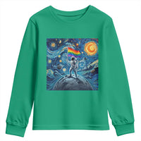 LGBTQ Rainbow Moon Astronaut Youth Sweatshirt Starry Night Graphic