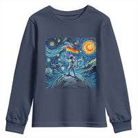 LGBTQ Rainbow Moon Astronaut Youth Sweatshirt Starry Night Graphic