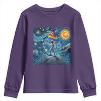 LGBTQ Rainbow Moon Astronaut Youth Sweatshirt Starry Night Graphic