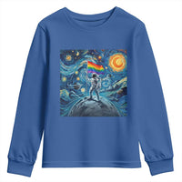 LGBTQ Rainbow Moon Astronaut Youth Sweatshirt Starry Night Graphic