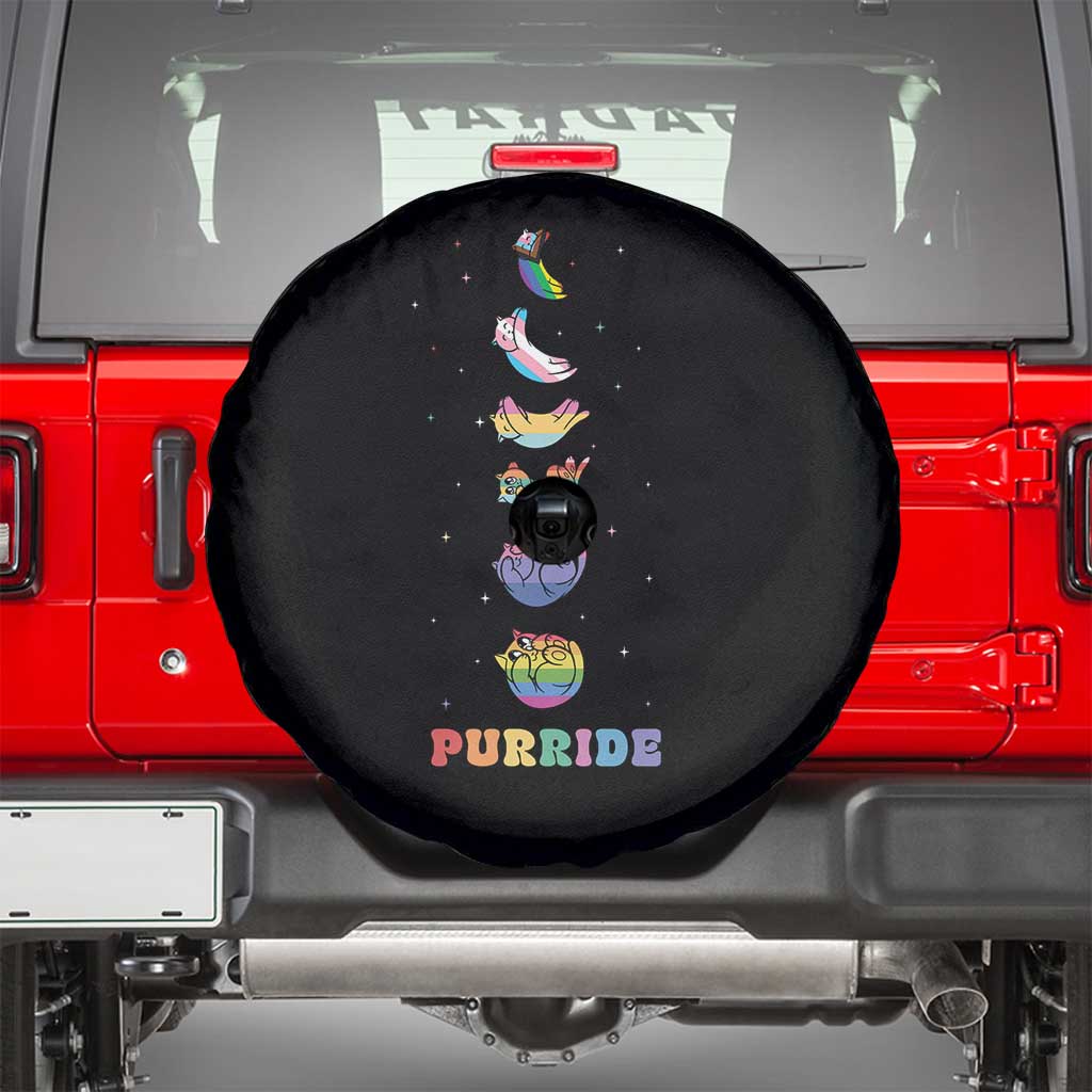 Purride Rainbow Cat Moon Cycles Spare Tire Cover LGBQT Pride Feline Space
