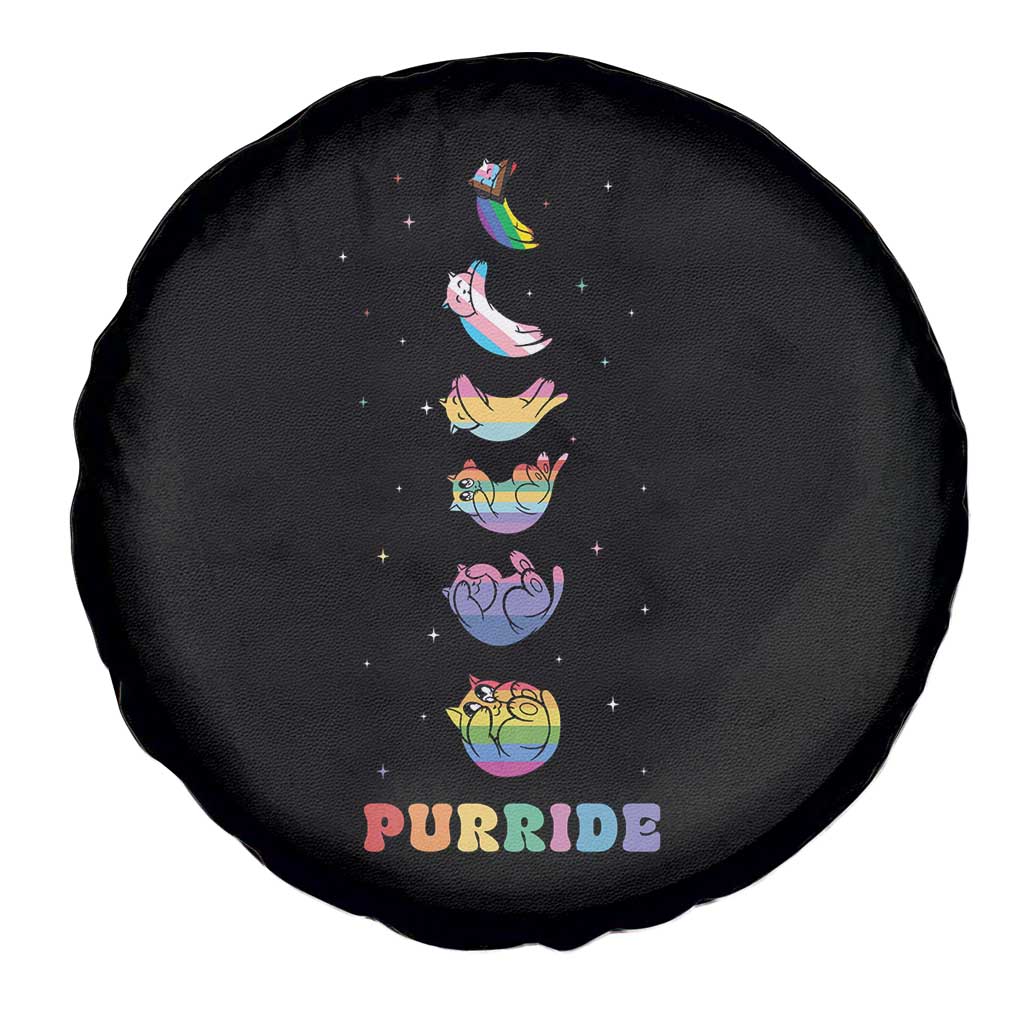 Purride Rainbow Cat Moon Cycles Spare Tire Cover LGBQT Pride Feline Space