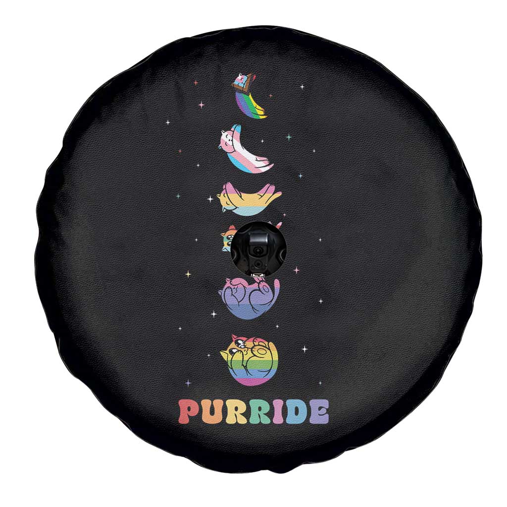 Purride Rainbow Cat Moon Cycles Spare Tire Cover LGBQT Pride Feline Space
