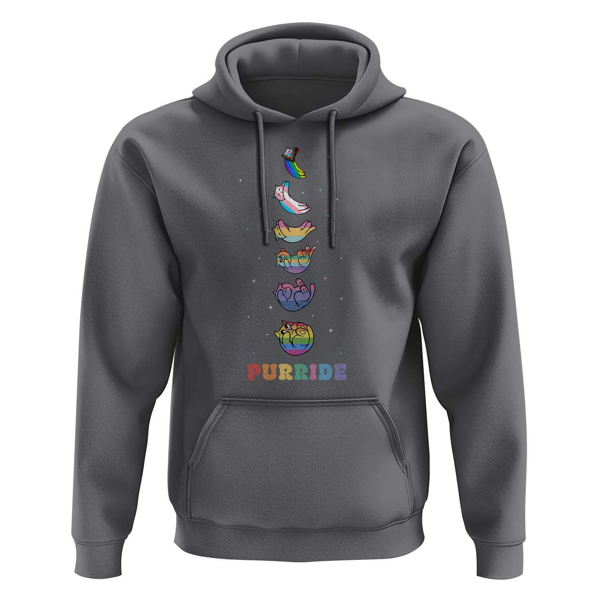Purride Rainbow Cat Moon Cycles Hoodie LGBQT Pride Feline Space