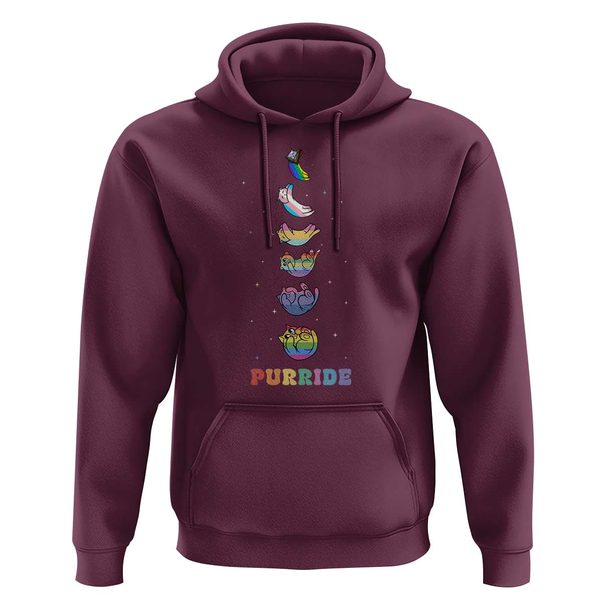 Purride Rainbow Cat Moon Cycles Hoodie LGBQT Pride Feline Space