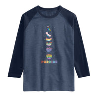 Purride Rainbow Cat Moon Cycles Raglan Shirt LGBQT Pride Feline Space