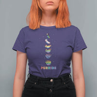 Purride Rainbow Cat Moon Cycles T Shirt For Women LGBQT Pride Feline Space
