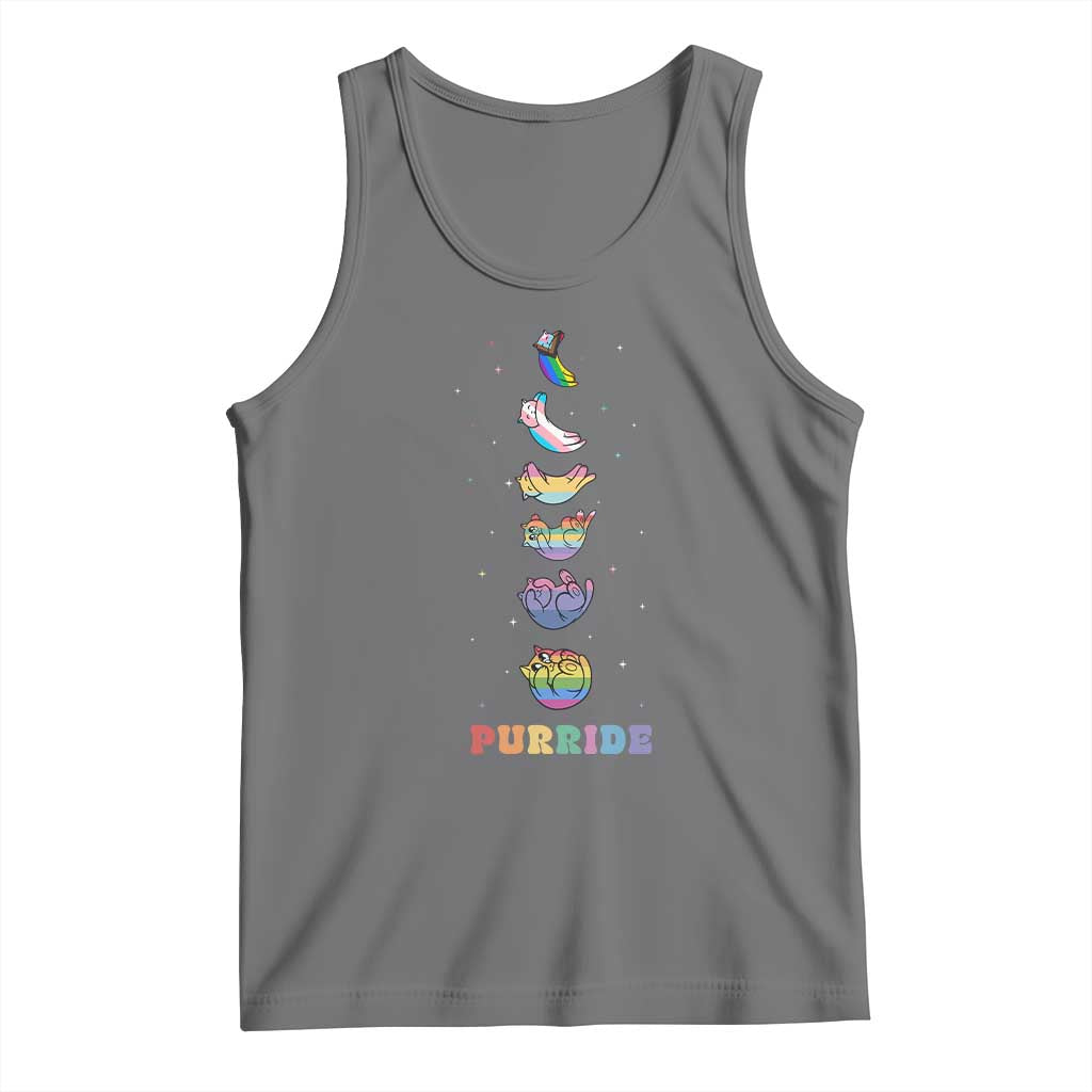 Purride Rainbow Cat Moon Cycles Tank Top LGBQT Pride Feline Space