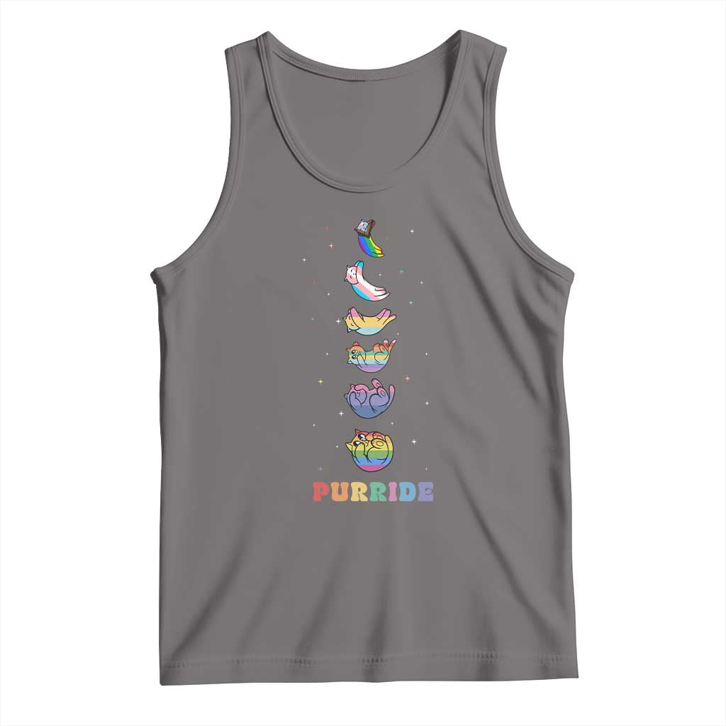 Purride Rainbow Cat Moon Cycles Tank Top LGBQT Pride Feline Space