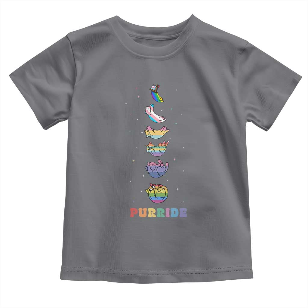 Purride Rainbow Cat Moon Cycles Toddler T Shirt LGBQT Pride Feline Space