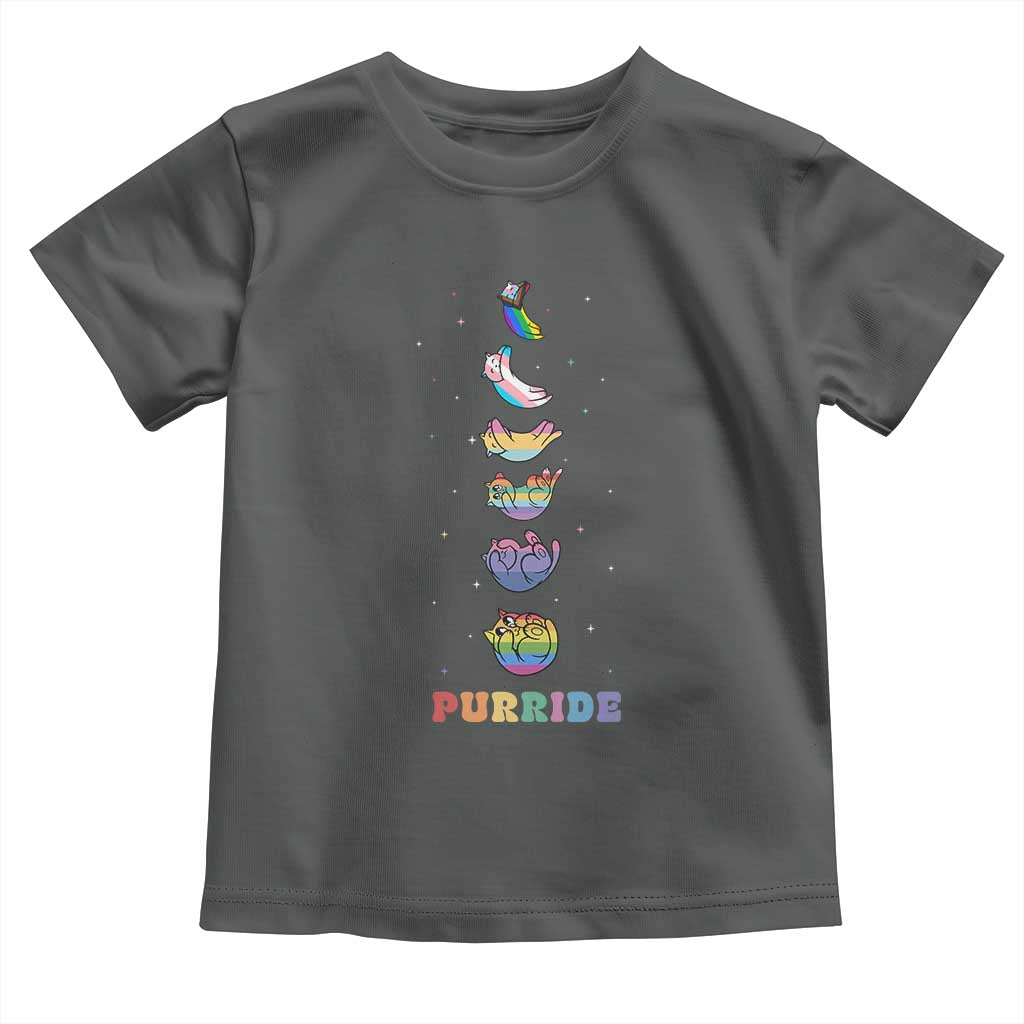 Purride Rainbow Cat Moon Cycles Toddler T Shirt LGBQT Pride Feline Space