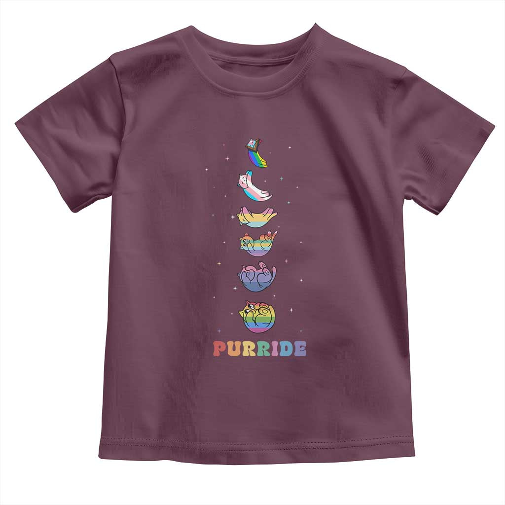 Purride Rainbow Cat Moon Cycles Toddler T Shirt LGBQT Pride Feline Space