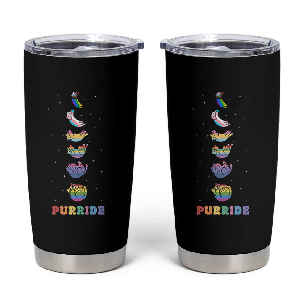 Purride Rainbow Cat Moon Cycles Tumbler Cup LGBQT Pride Feline Space