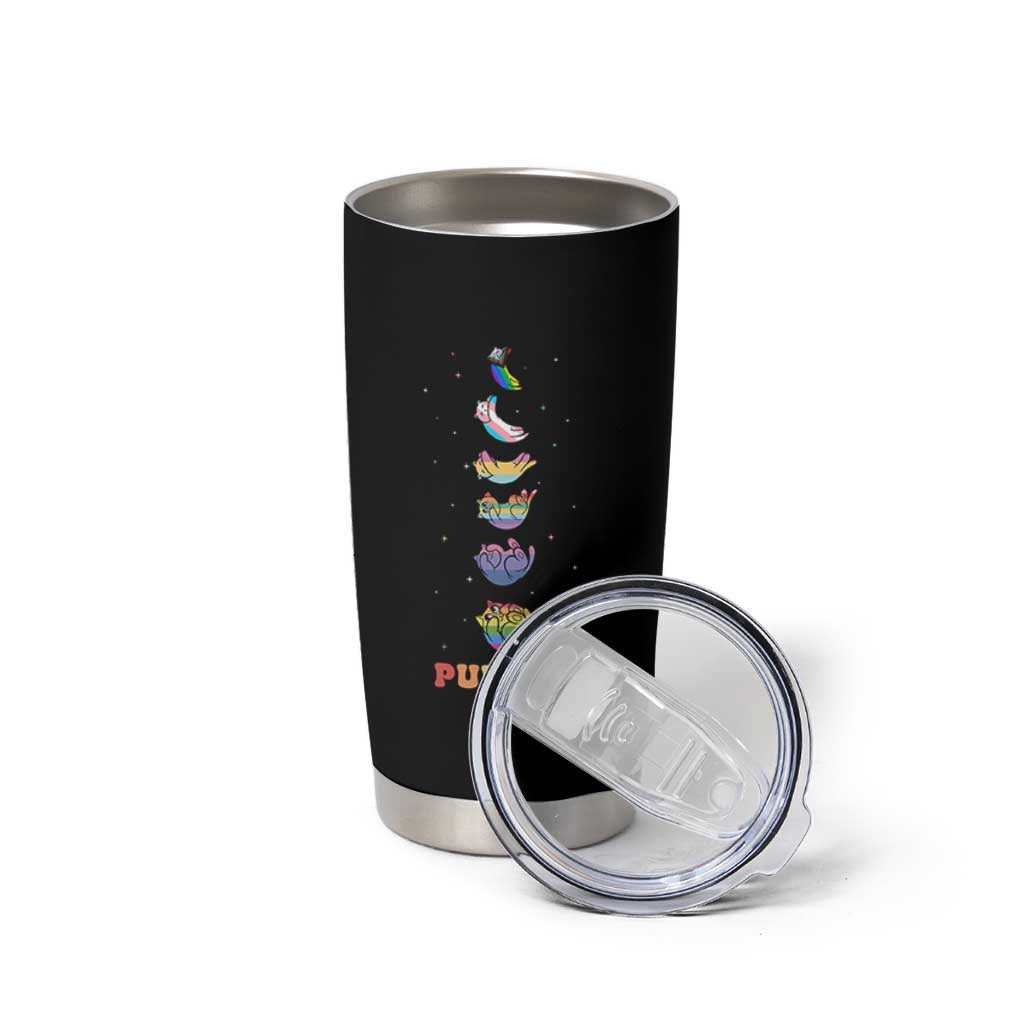 Purride Rainbow Cat Moon Cycles Tumbler Cup LGBQT Pride Feline Space